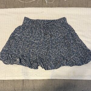Elegant Blue Floral Mini Skirt